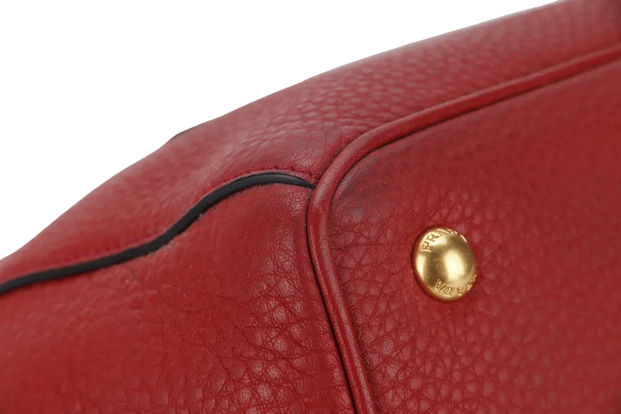 PRADA RED VITELO DAINO TOTE BAG WITH STRAP NO DUST COVER