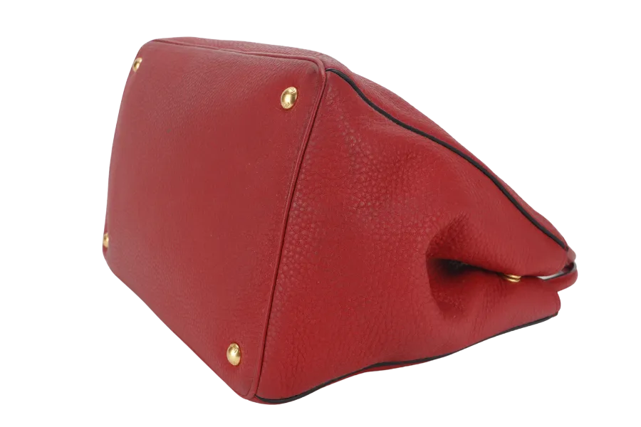 PRADA RED VITELO DAINO TOTE BAG WITH STRAP NO DUST COVER