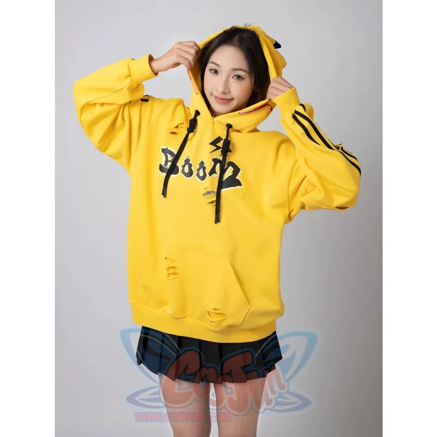 【PRE-SALE】COSFUN Original Cute Electric Critter Yellow Grunge Cosplay Full Zip Hoodie A00006