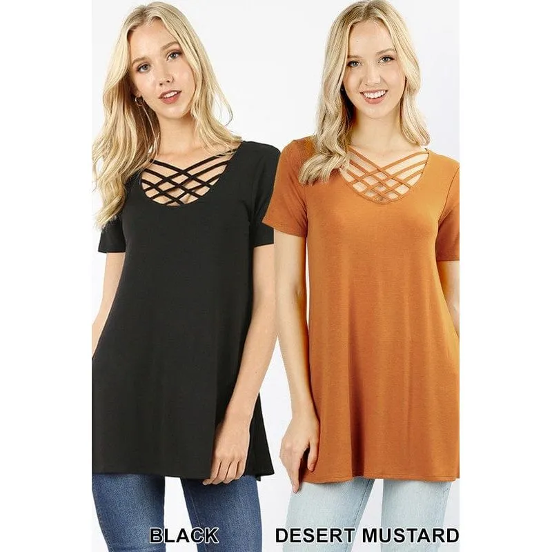 PREMIUM FABRIC SHORT SLEEVE TRIPLE LATTICE TOP REGULAR SIZE