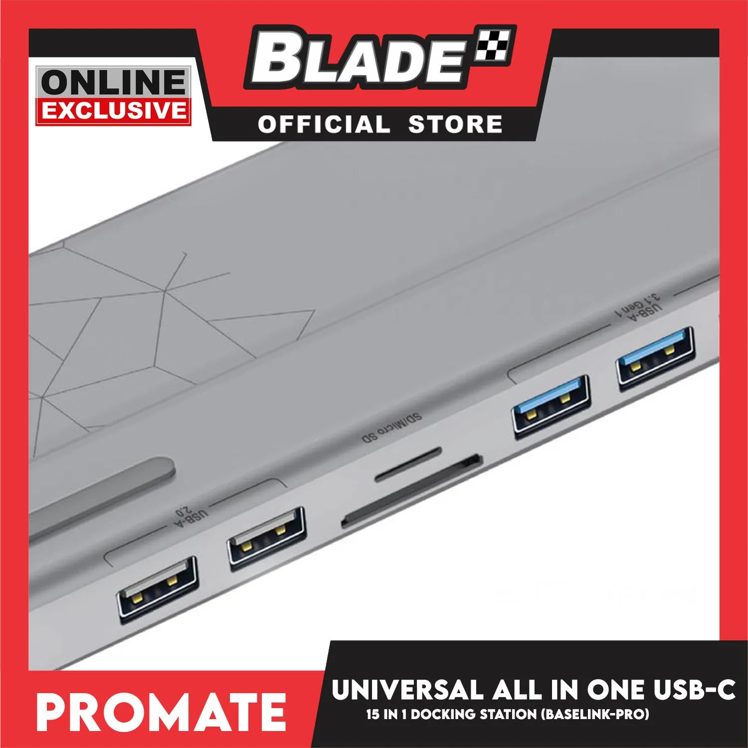 Promate Universal All in One USB-C Docking Station 87W BaseLink-Pro (Grey)