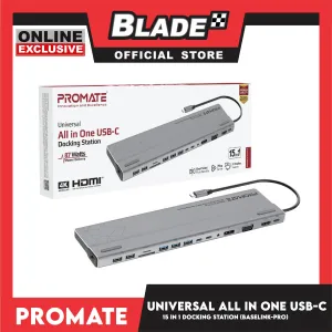 Promate Universal All in One USB-C Docking Station 87W BaseLink-Pro (Grey)