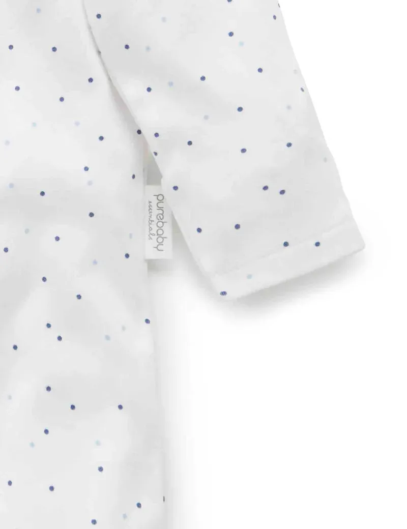 Purebaby Organic Zip Growsuit 2 Pack - Pale Blue & Spots