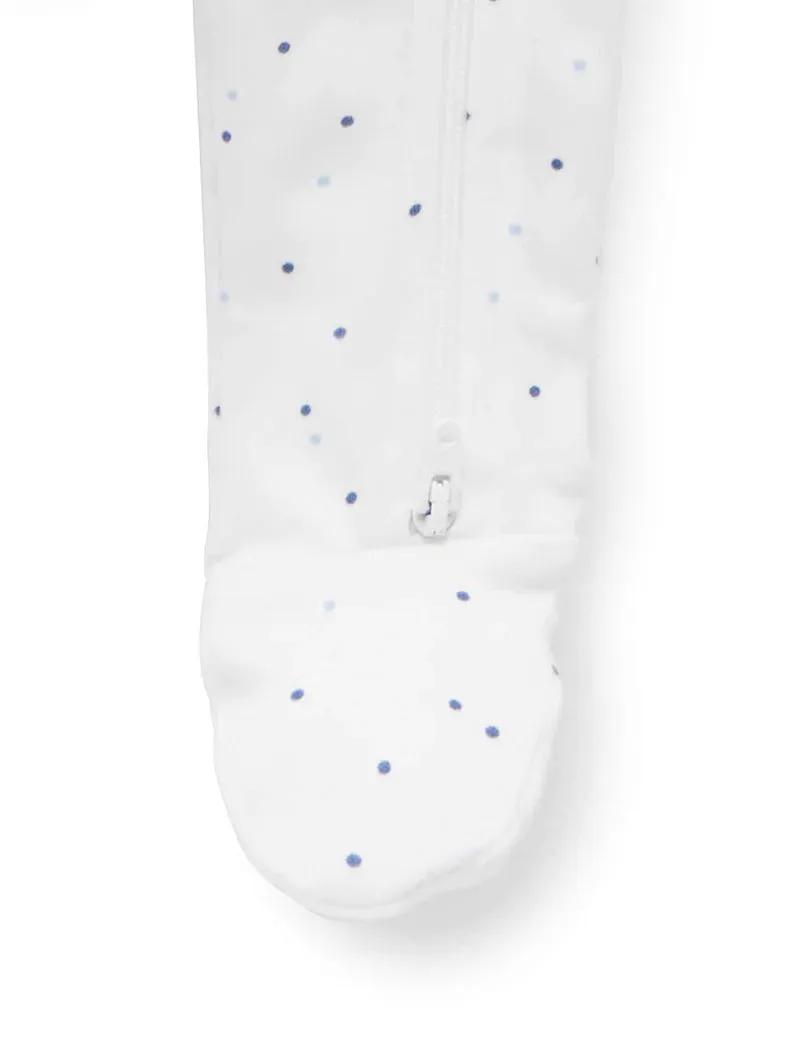 Purebaby Organic Zip Growsuit 2 Pack - Pale Blue & Spots