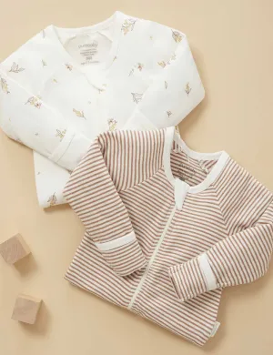 Purebaby Organic Zip Growsuit 2 Pack - Vanilla Wattle Bee