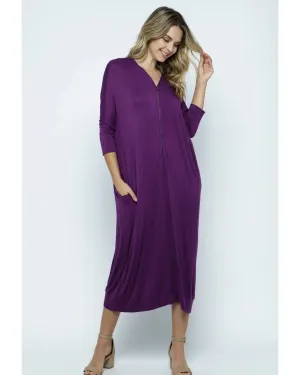 Purple Dolman Double Zip Dress