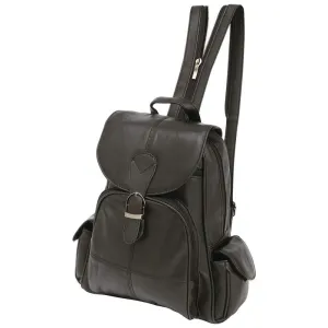 Purse Sling Handbag Tote Black Solid Genuine Leather Backpack w/ Shoulder Straps
