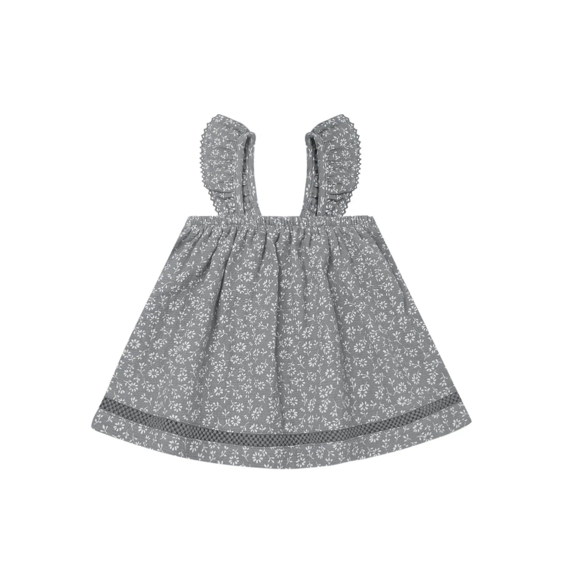 Quincy Mae Ruffle Tank Dress - Indigo Flora