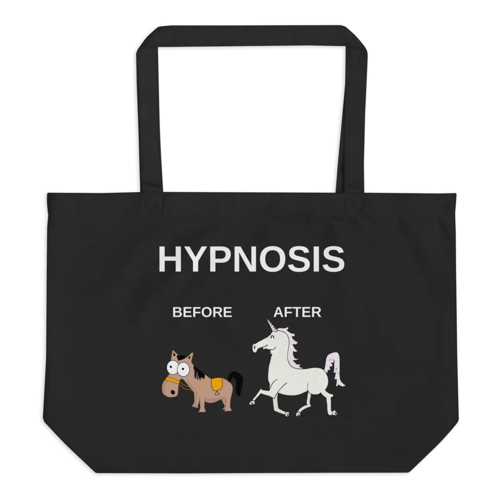 "Hypnosis Before and After" Large organic tote bag
