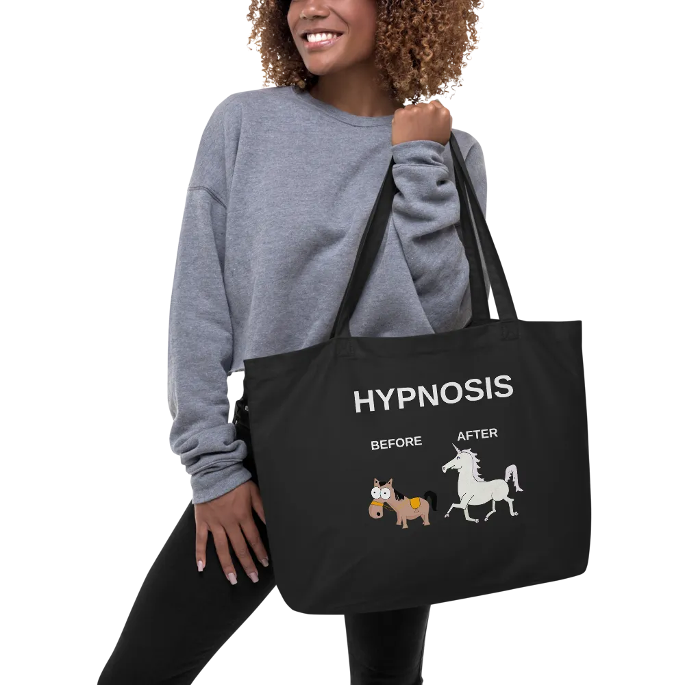"Hypnosis Before and After" Large organic tote bag