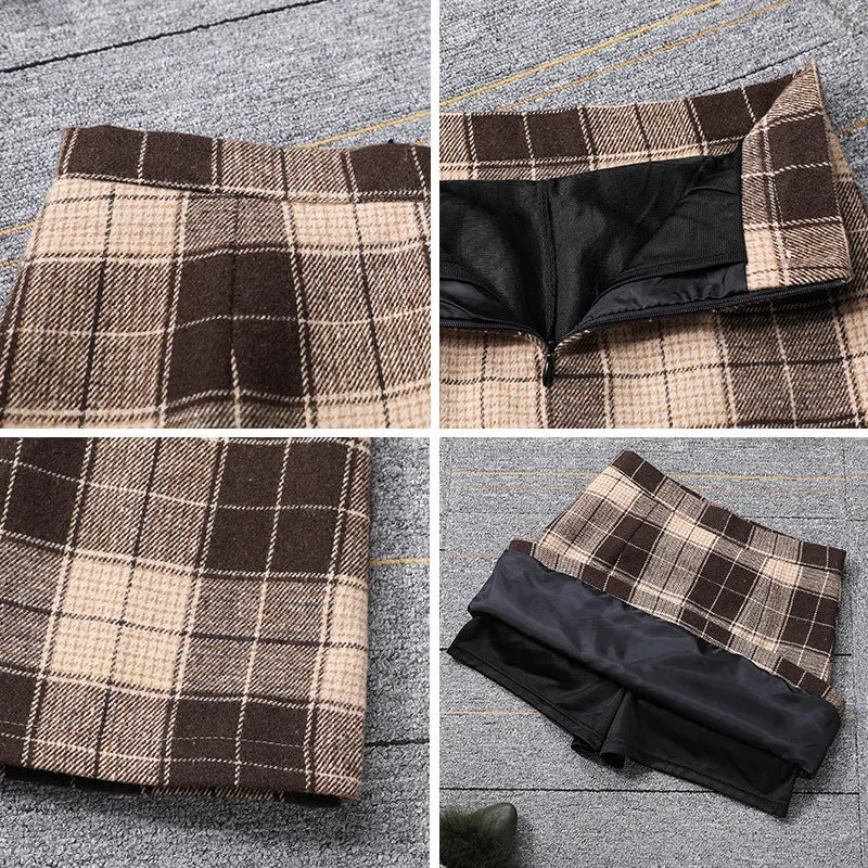 "KHAKI LATTICE" SKIRT K112206