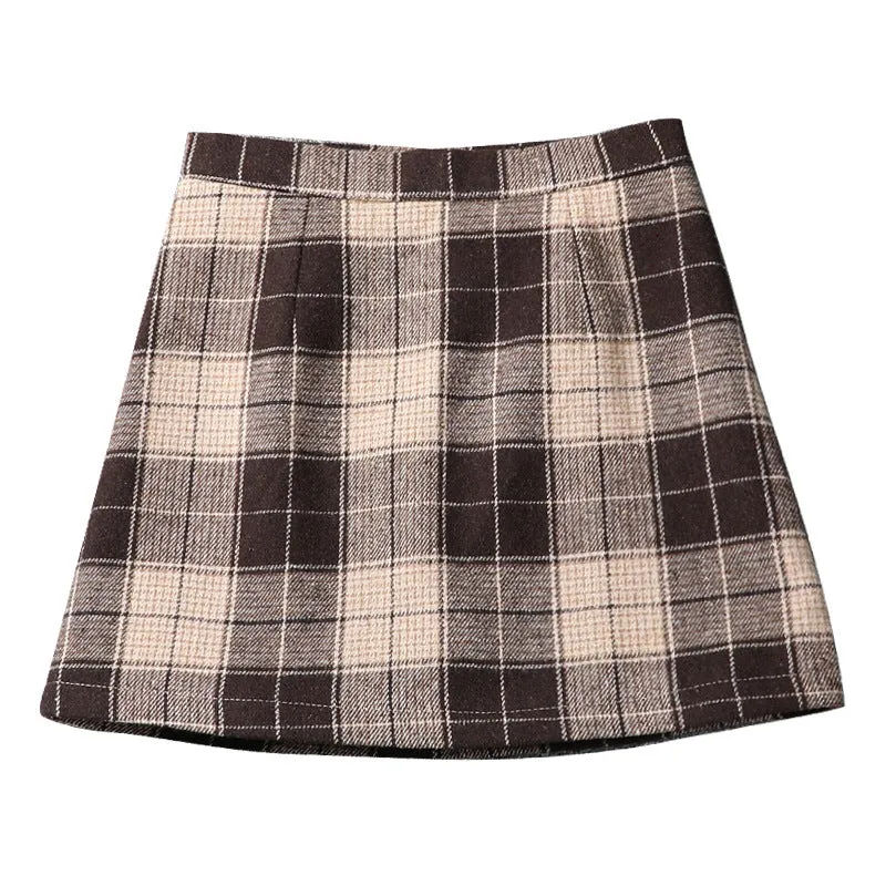 "KHAKI LATTICE" SKIRT K112206