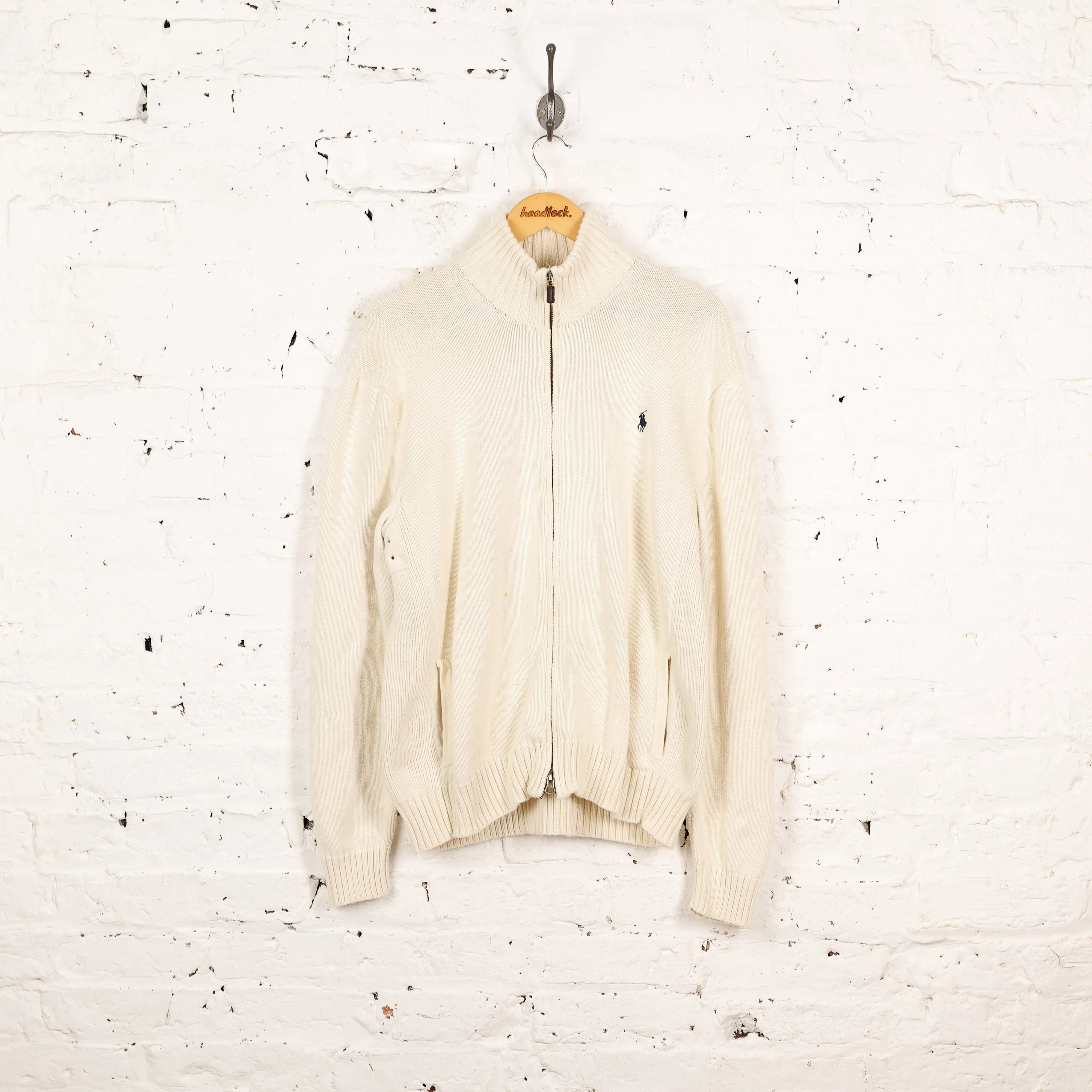Ralph Lauren Knit Zip Up Jacket - Cream - L