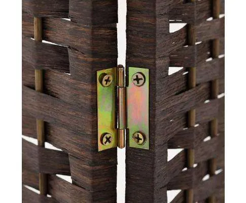 Rattan 4 Panel Foldable Wooden Room Divider - Brown