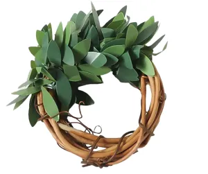 Rattan and Faux Leaf Napkin Rings Set of 6