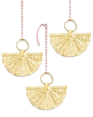 rattan angel ornament set/3