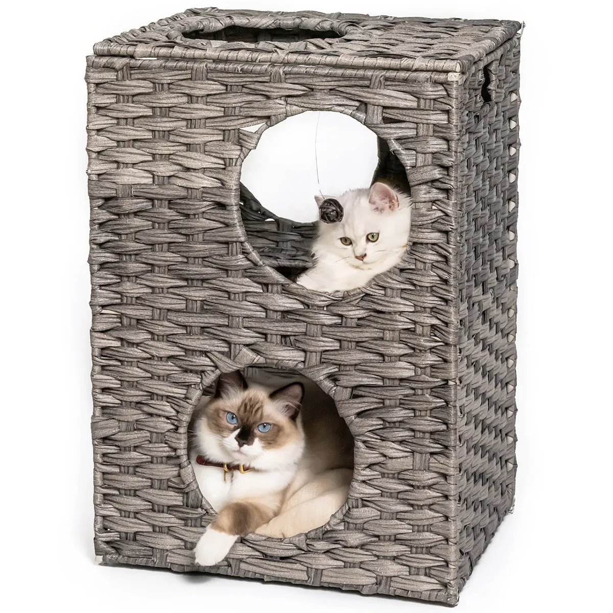 Rattan Cat Litter,Cat Bed with Rattan Ball and Cushion
