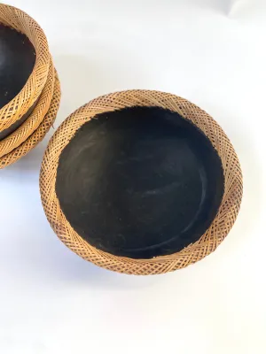 RATTAN EDGED CERAMIC BOWL
