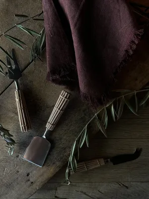 Rattan Handled Cheese Knives Set