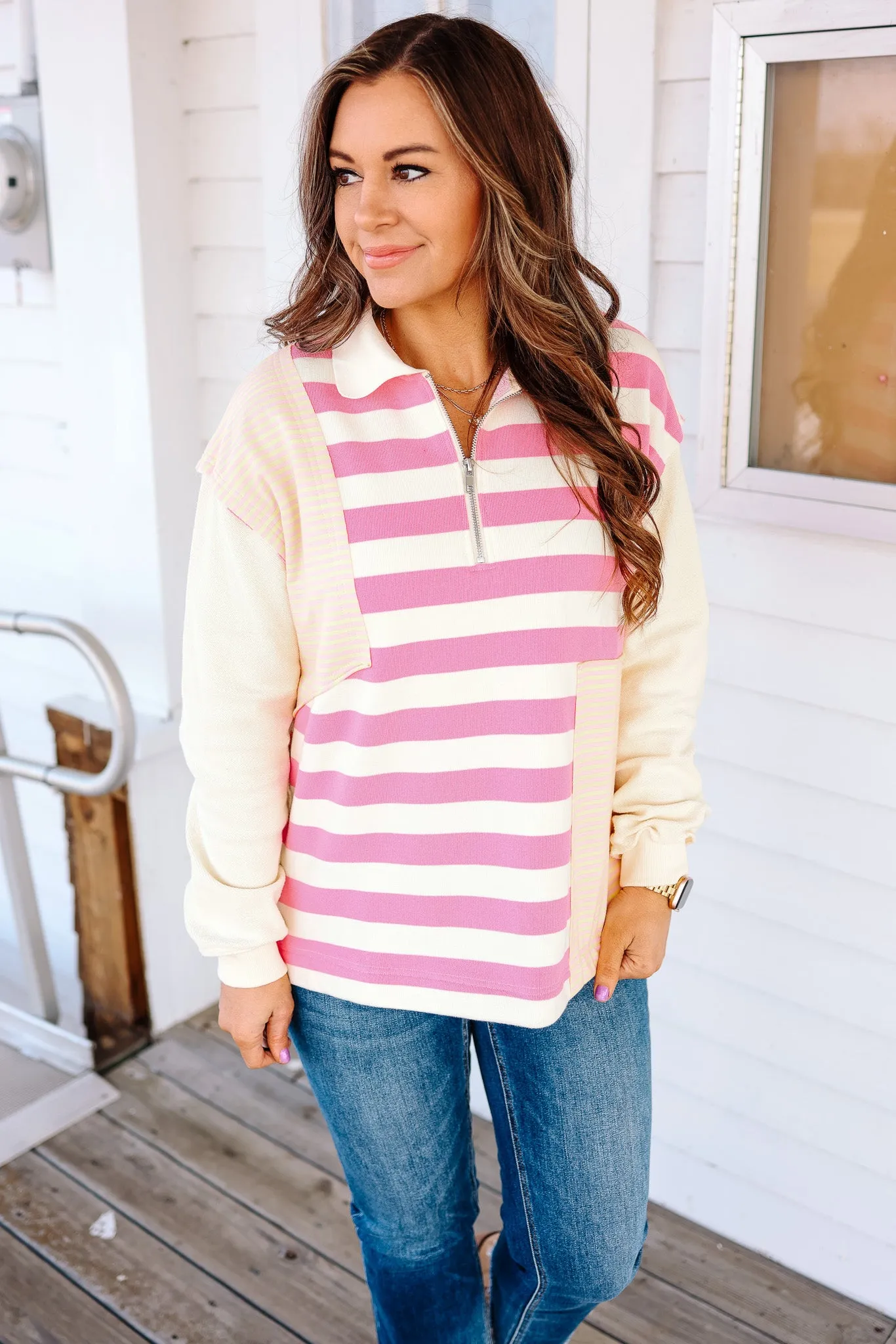 Raven Quarter Zip Collared Sweatshirt