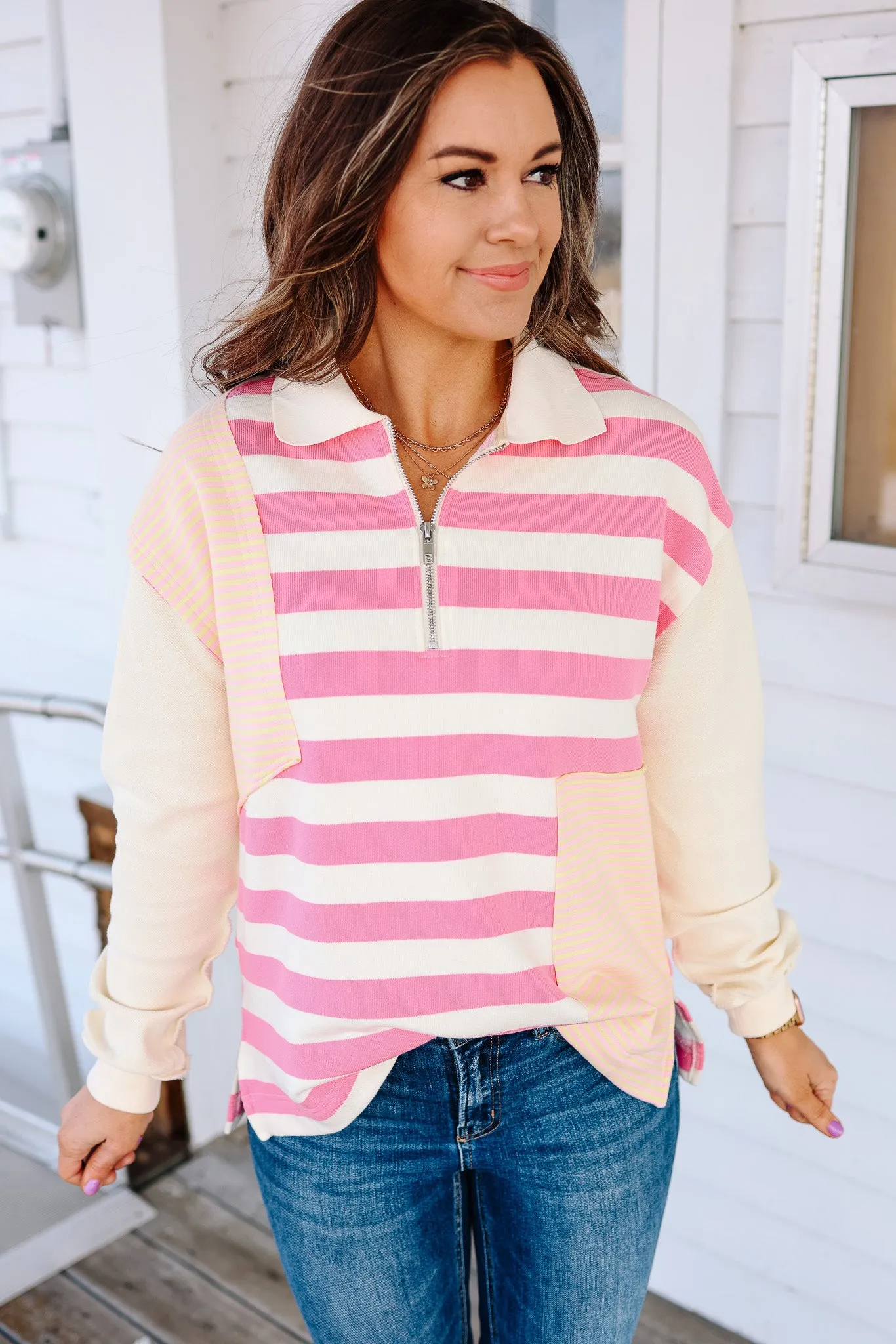 Raven Quarter Zip Collared Sweatshirt