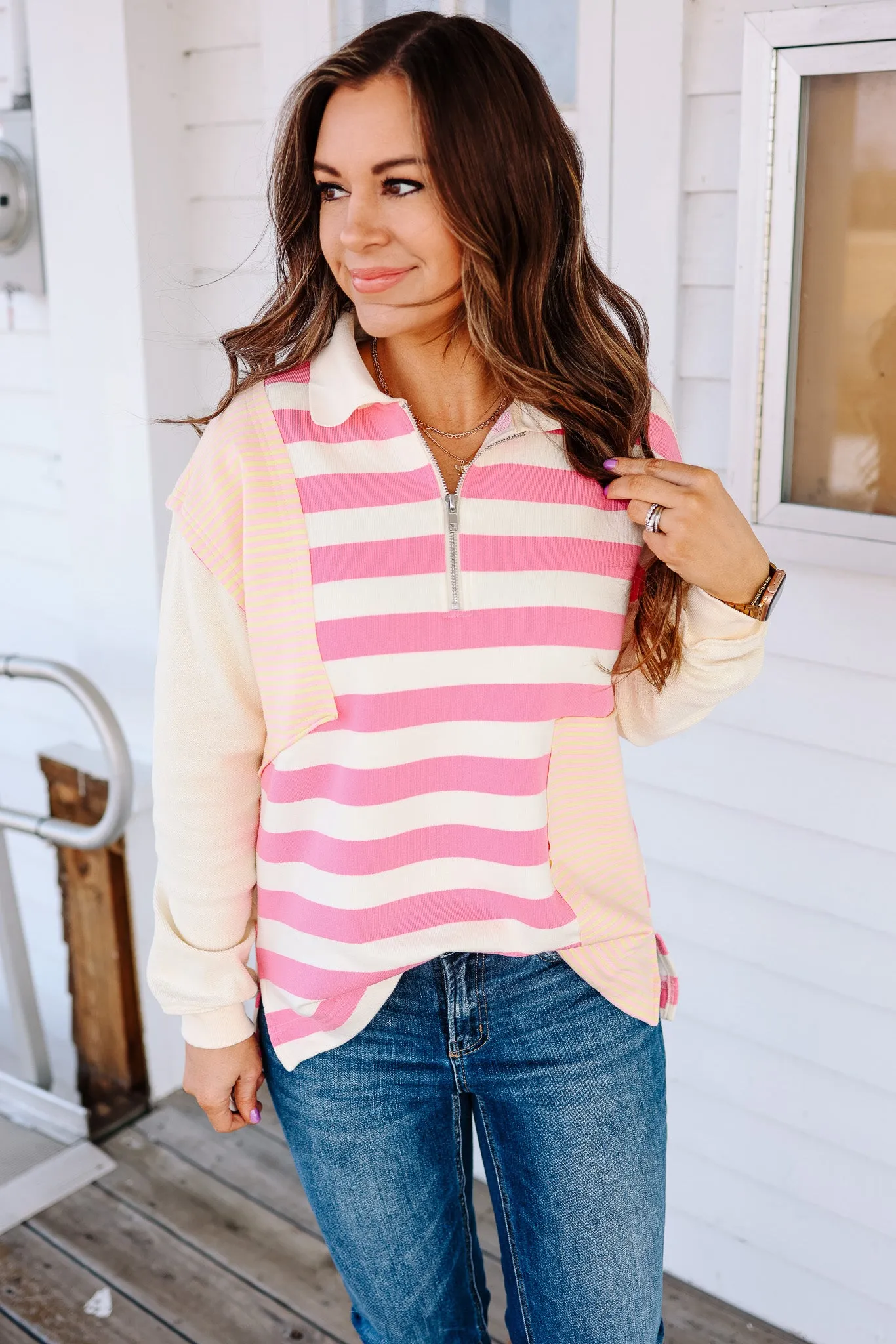 Raven Quarter Zip Collared Sweatshirt