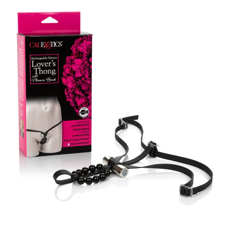 Rechargeable Silicone Lover's Thong With Pleasure Beads