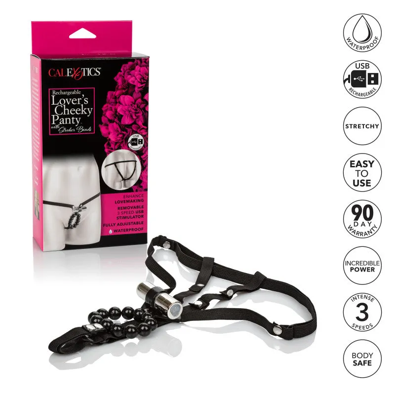 Rechargeable Silicone Lover's Thong With Pleasure Beads