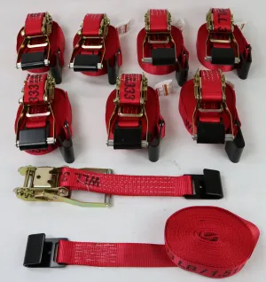 Red 2" x 30' Ratchet Assembly with Flat Hook | 8 PACK