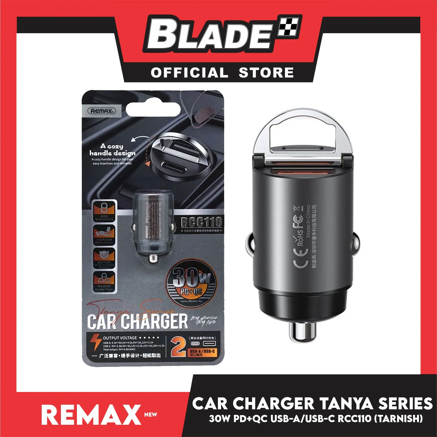 Remax Car Charger Tanya Series USB Dual Port 30W RCC110 (Tarnish) Conversion Plug Car Charger
