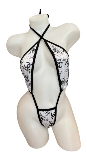 Rhinestone Sling Shot Design Black/White