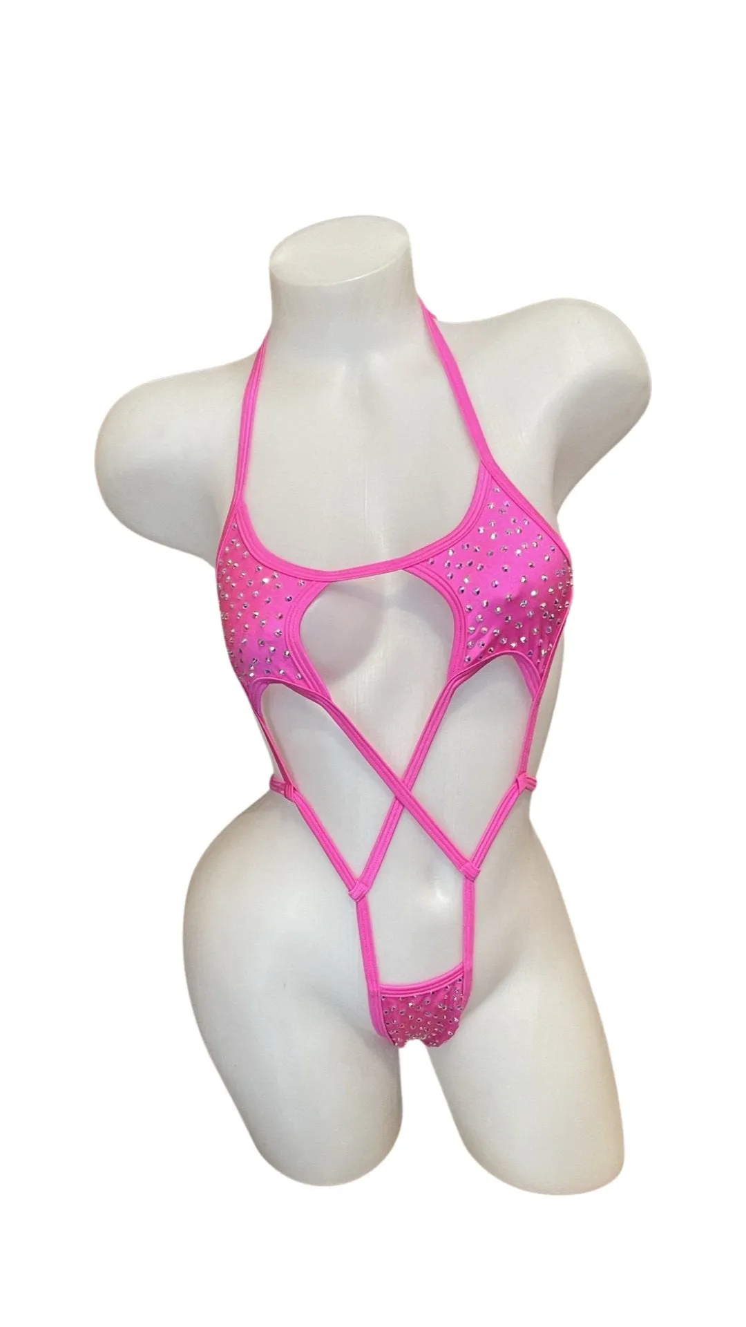 Rhinestone Star Sling Shot Hot Pink