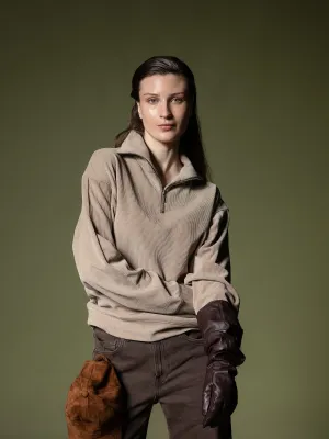 Ribbed quarter-zip sweatshirt