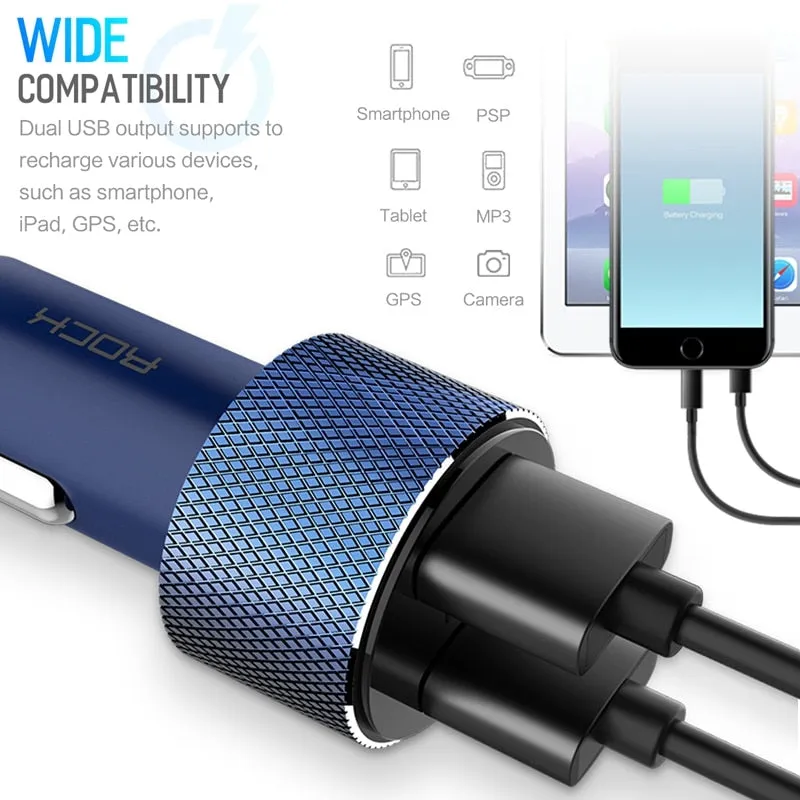 ROCK Mini Dual USB Car Charger LED Display