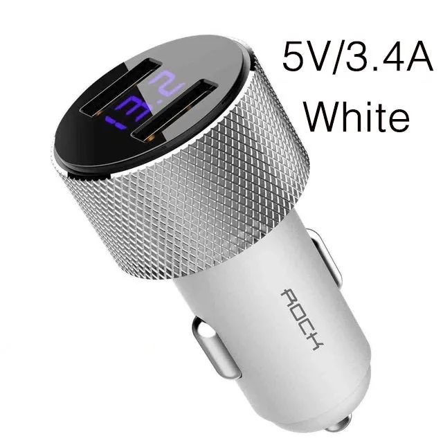 ROCK Mini Dual USB Car Charger LED Display