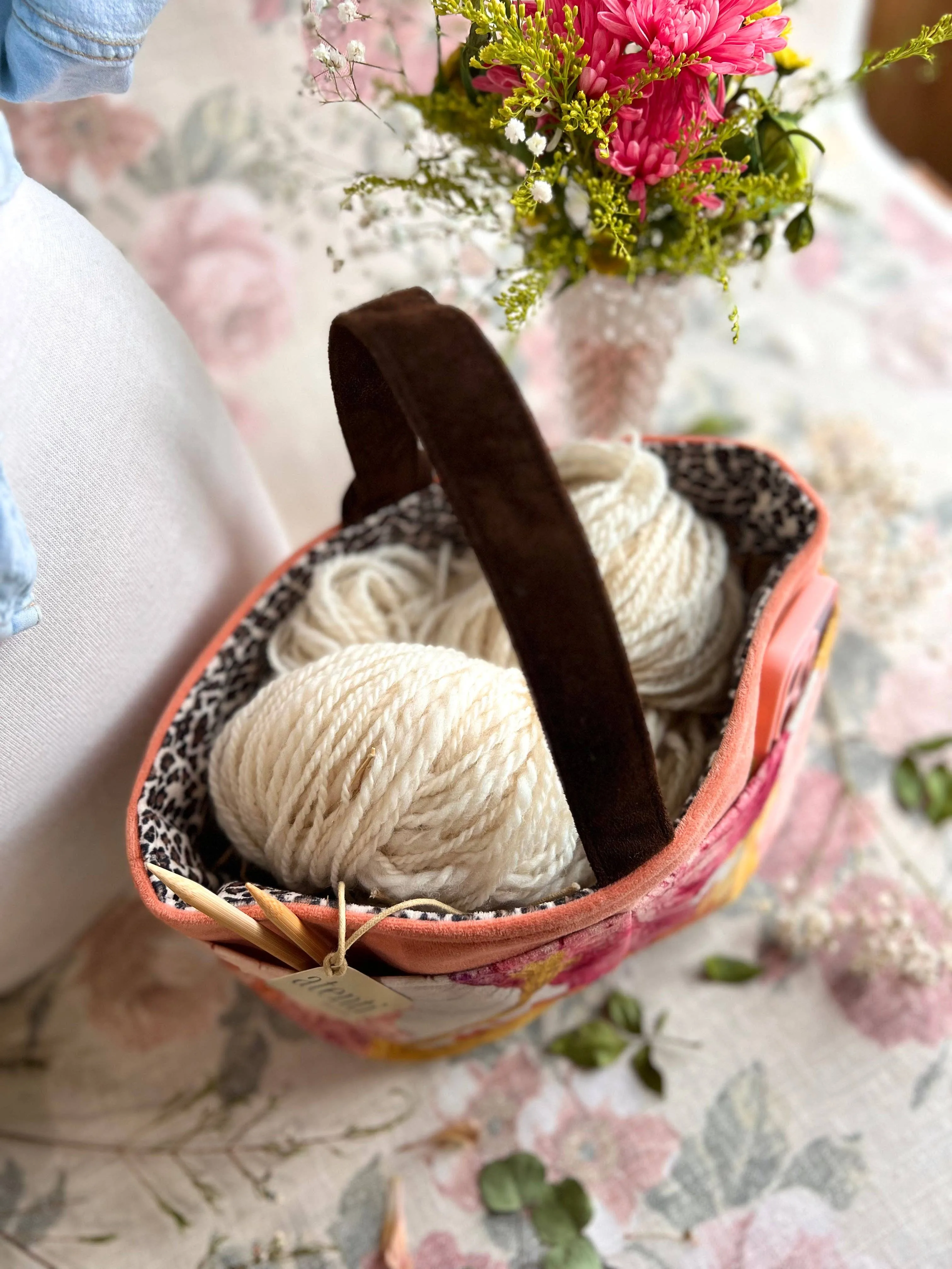 Rosetta Caddy, Knitting and Crochet Project Bag