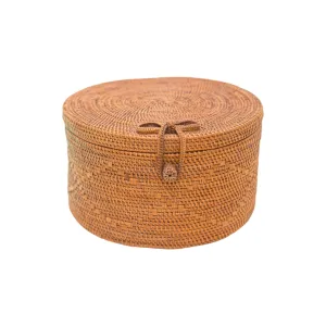 Round Rattan Basket with Lid