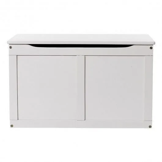 Safety Hinge Wooden Chest Organizer Toy Storage Box-White - Color: White