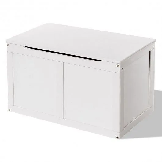 Safety Hinge Wooden Chest Organizer Toy Storage Box-White - Color: White