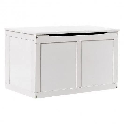 Safety Hinge Wooden Chest Organizer Toy Storage Box-White - Color: White