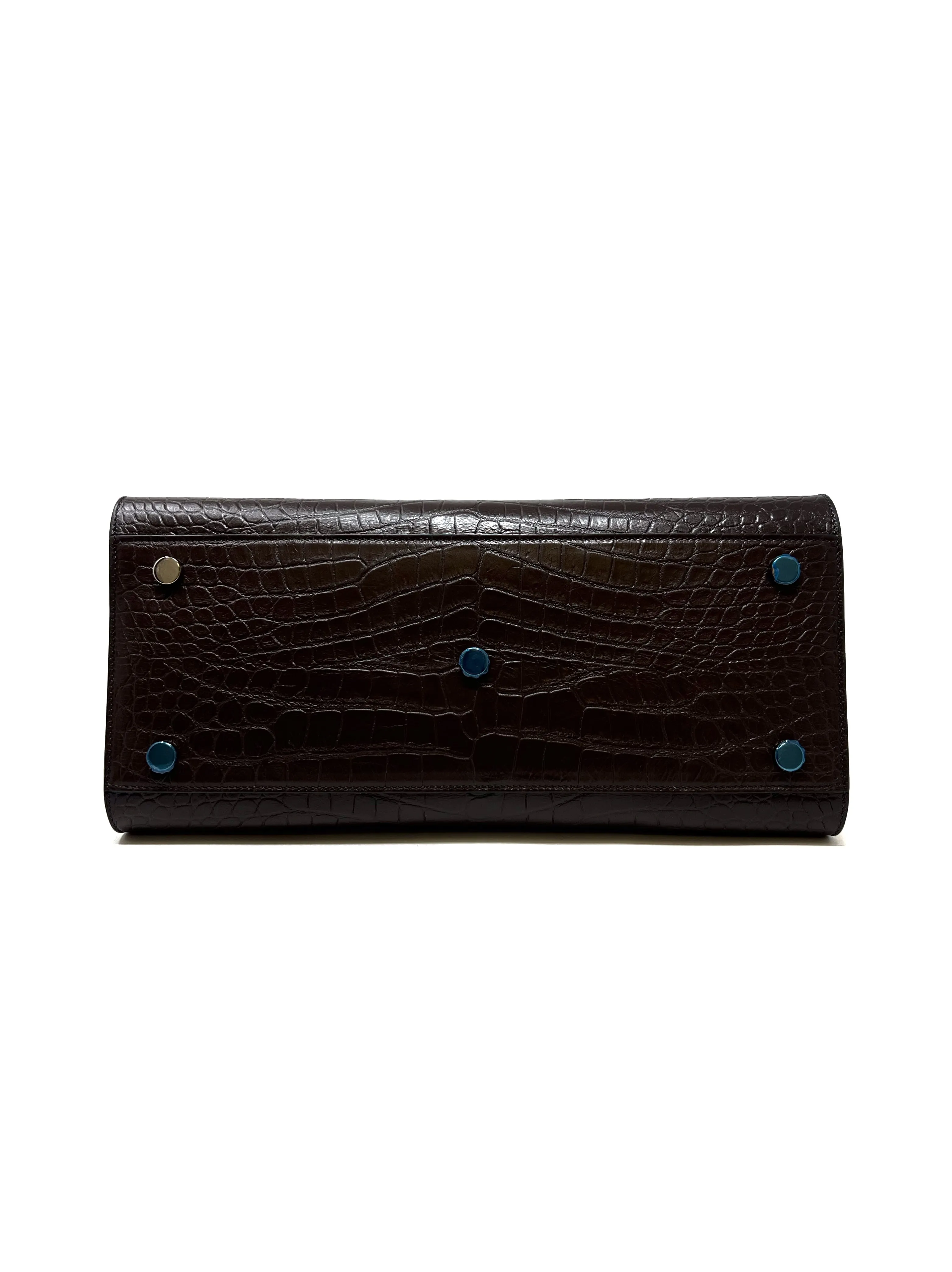 Saint Laurent Chocolate WDB! 'Sac De Jour' SM Embossed Croc Tote W/Strap