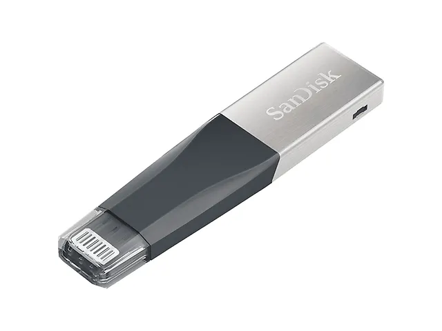 San Disk Sdix40 N 016 G Gn6 Nn Memoria Usb I Xpand Mini 16 Gb, Usb 3.0, Gris/Plata