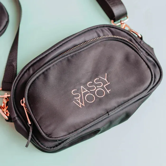 Sassy Woof Walk & Woof Crossbody Bag with Strap