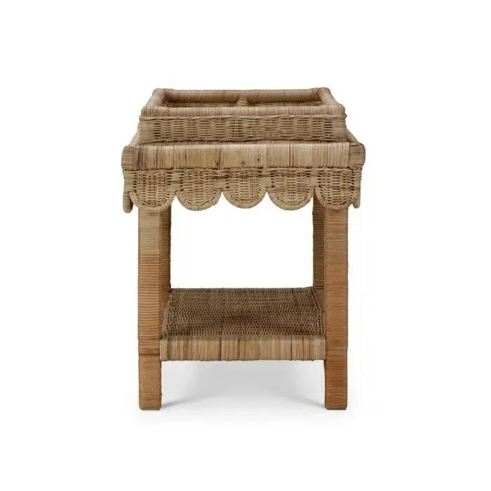 Scallop Rattan Side Tablew/ Tray in Natural In Store