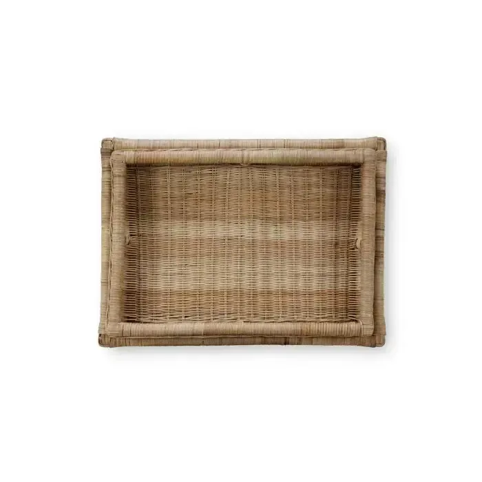 Scallop Rattan Side Tablew/ Tray in Natural In Store