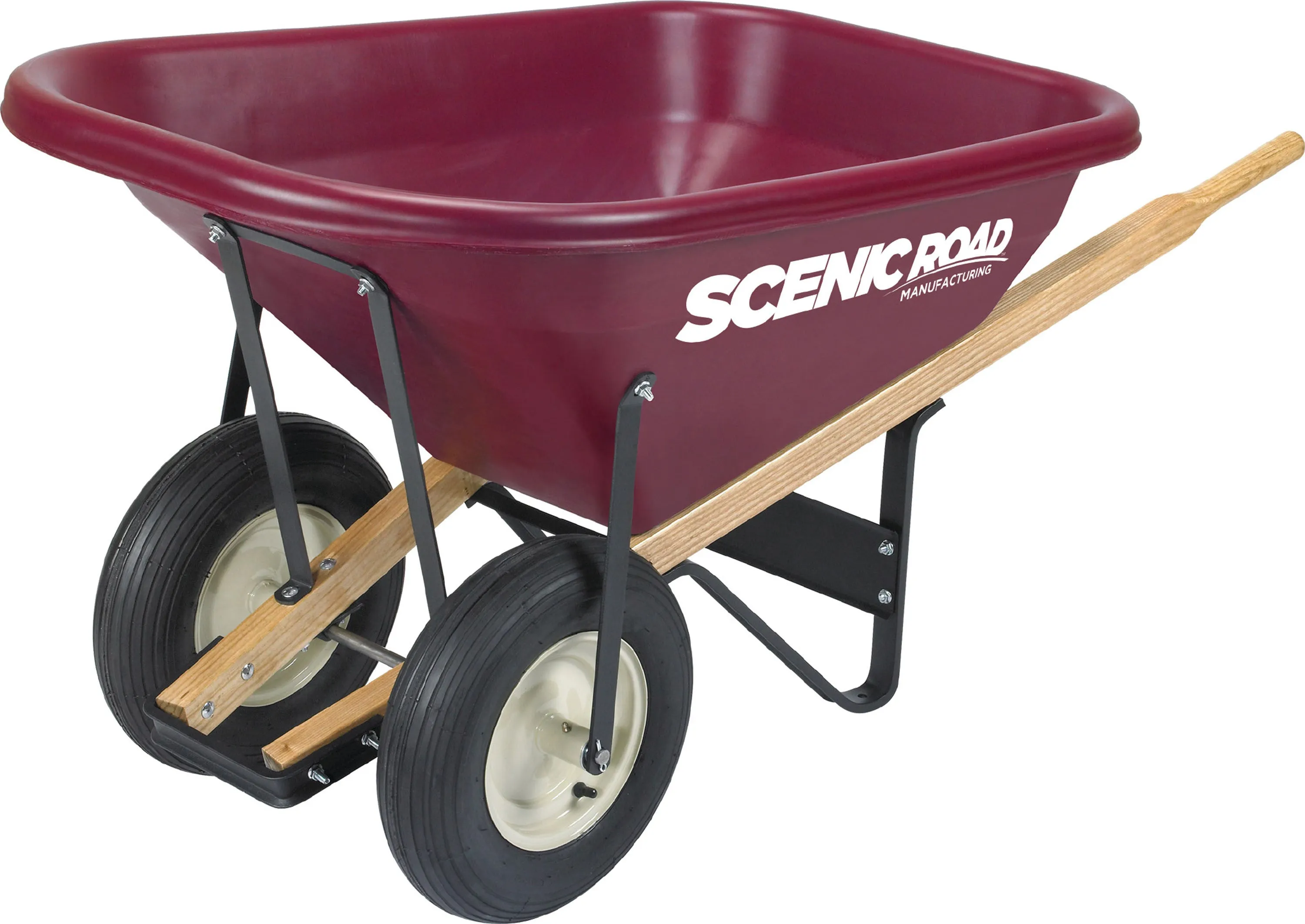 Scenic Road 8 Cubic Foot Dual Wheel Wheelbarrow W/Ribbed Tire