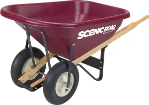 Scenic Road 8 Cubic Foot Dual Wheel Wheelbarrow W/Ribbed Tire