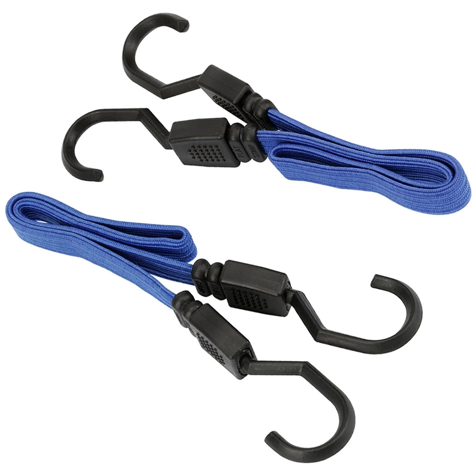 Sealey 2 Piece Flat Bungee Cord Set 460mm Blue Heavy-Duty Steel Hooks Tie Rope