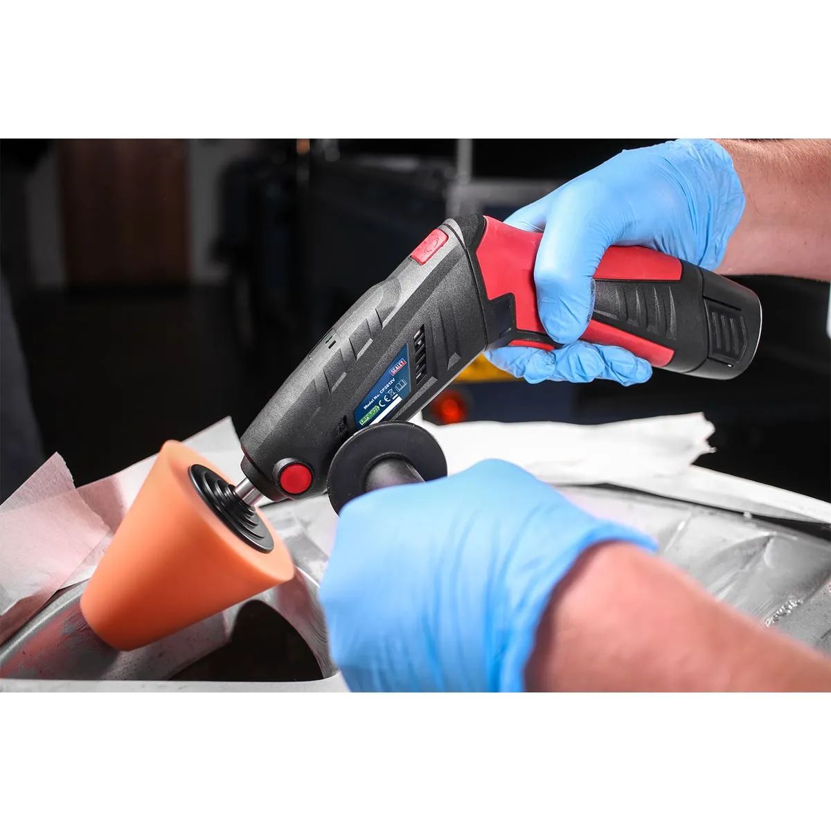 Sealey Cordless Mini Sander Polisher Kit 75mm 12V Lithium-ion