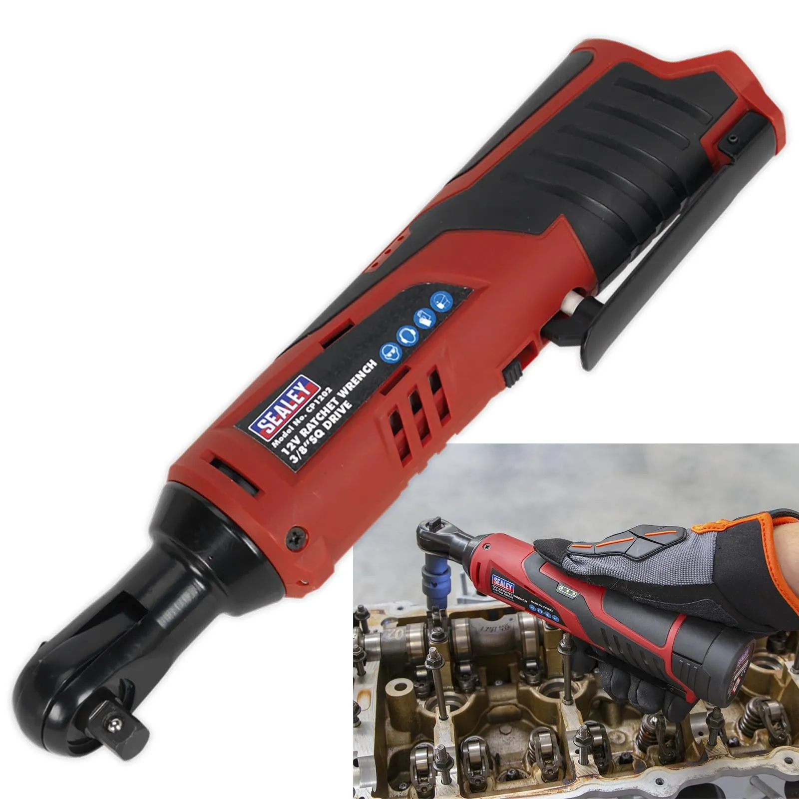 Sealey Cordless Ratchet Wrench 3/8"Sq Drive 12V SV12 Series - Body Only